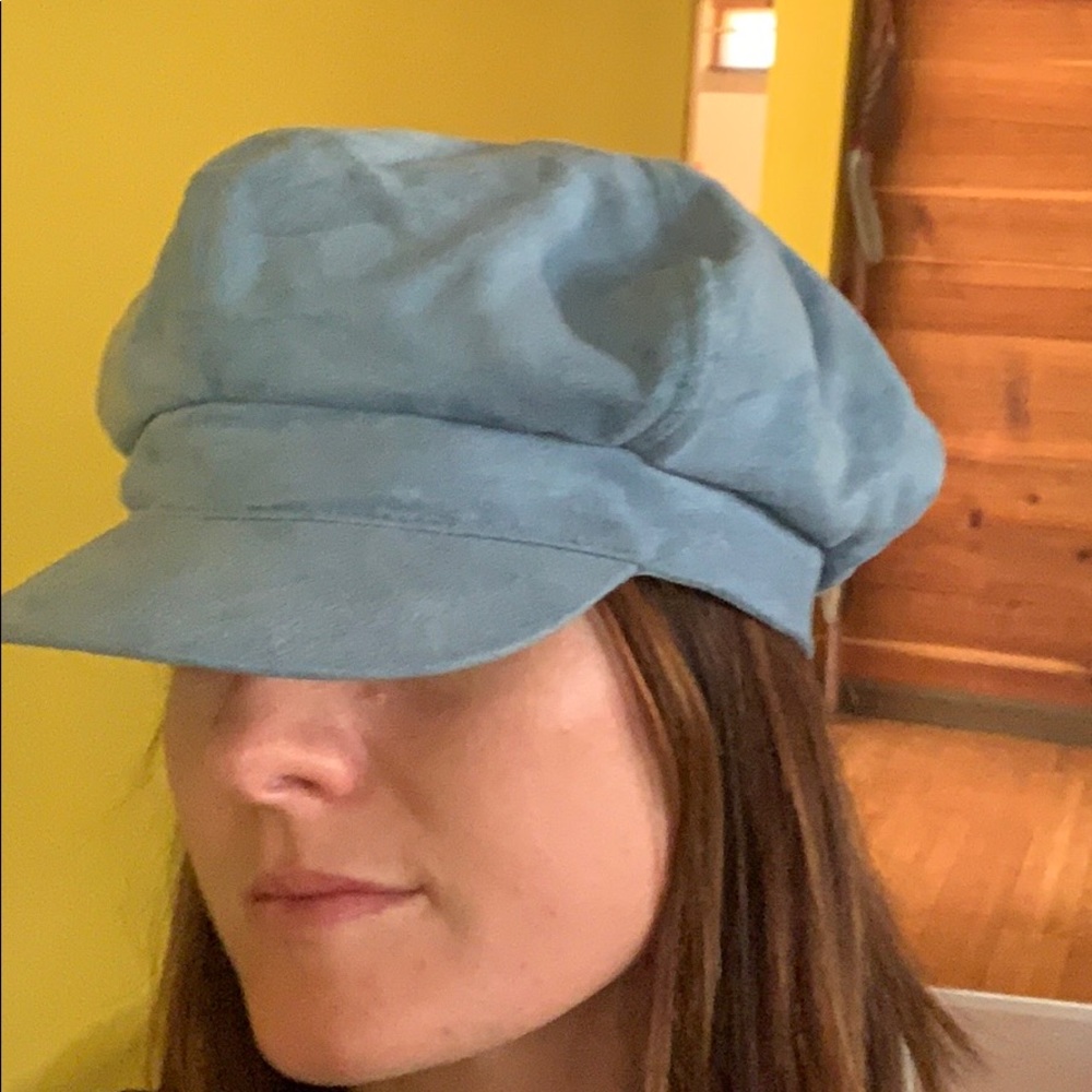 Light Blue Faux Suede Hat